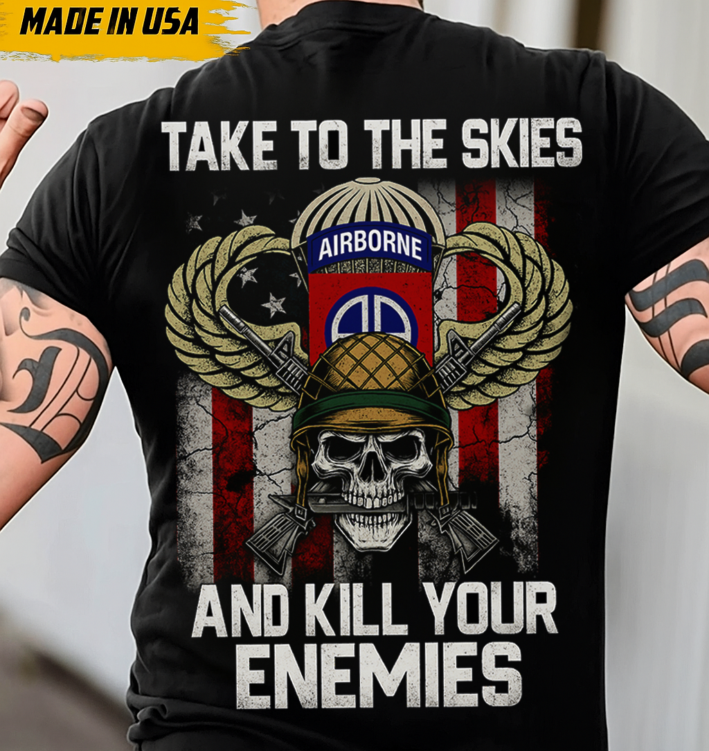Take to the Skies Airborne T-Shirt – U.S. Army Paratrooper Veteran Shirt for Dad, Husband, or Grandpa