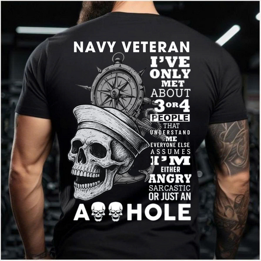 I’m Either Angry, Sarcastic – Navy Veteran T-Shirt – Skull Military Gift