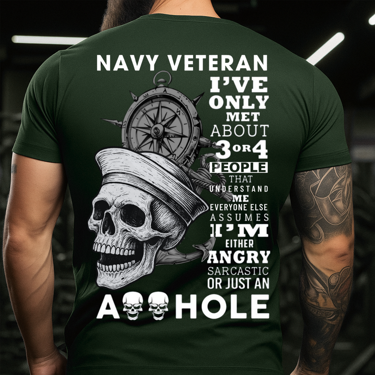 I’m Either Angry, Sarcastic – Navy Veteran T-Shirt – Skull Military Gift