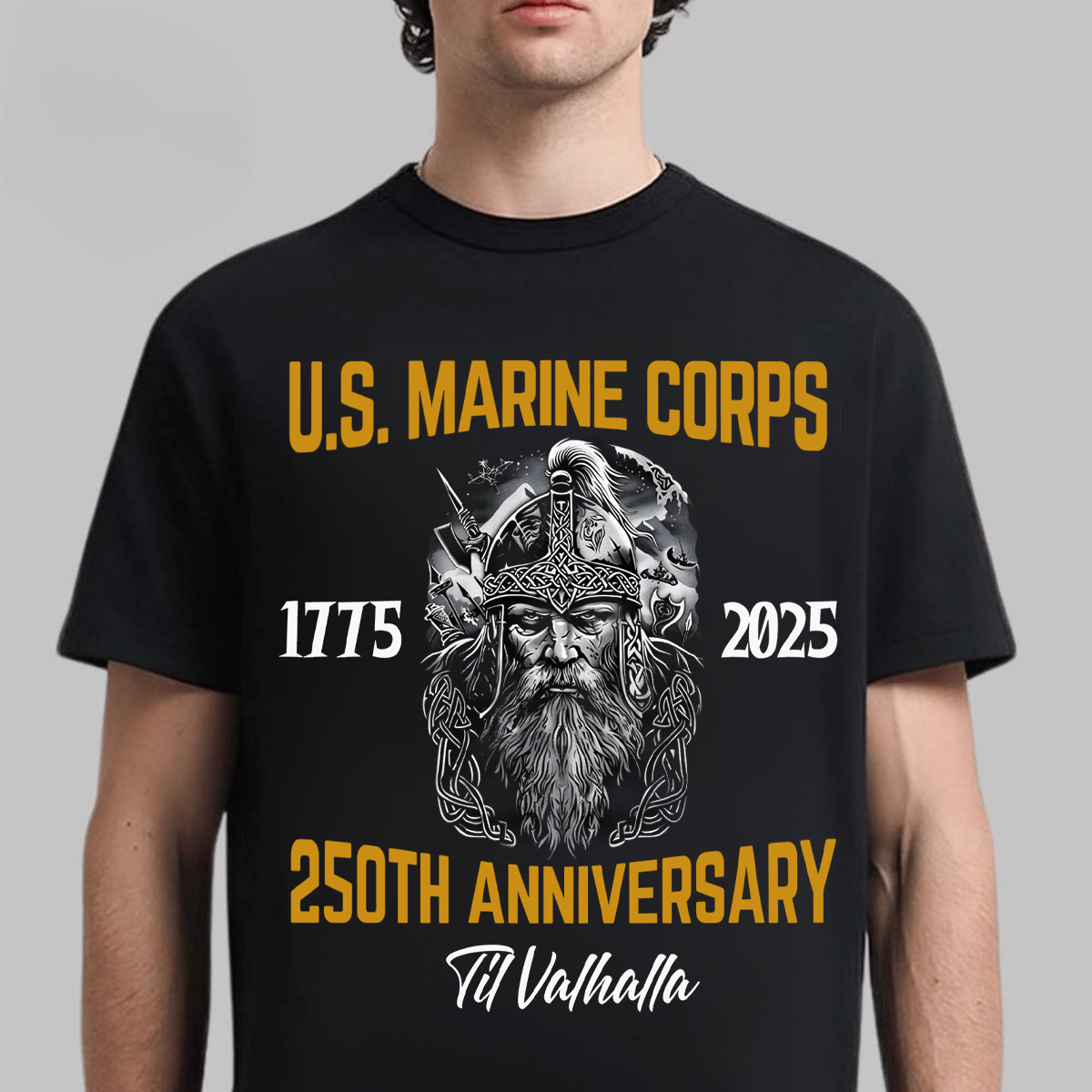 U.S. Marine Corps 250th Anniversary Shirt – Til Valhalla Viking Warrior Design