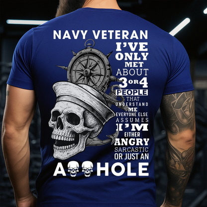 I’m Either Angry, Sarcastic – Navy Veteran T-Shirt – Skull Military Gift