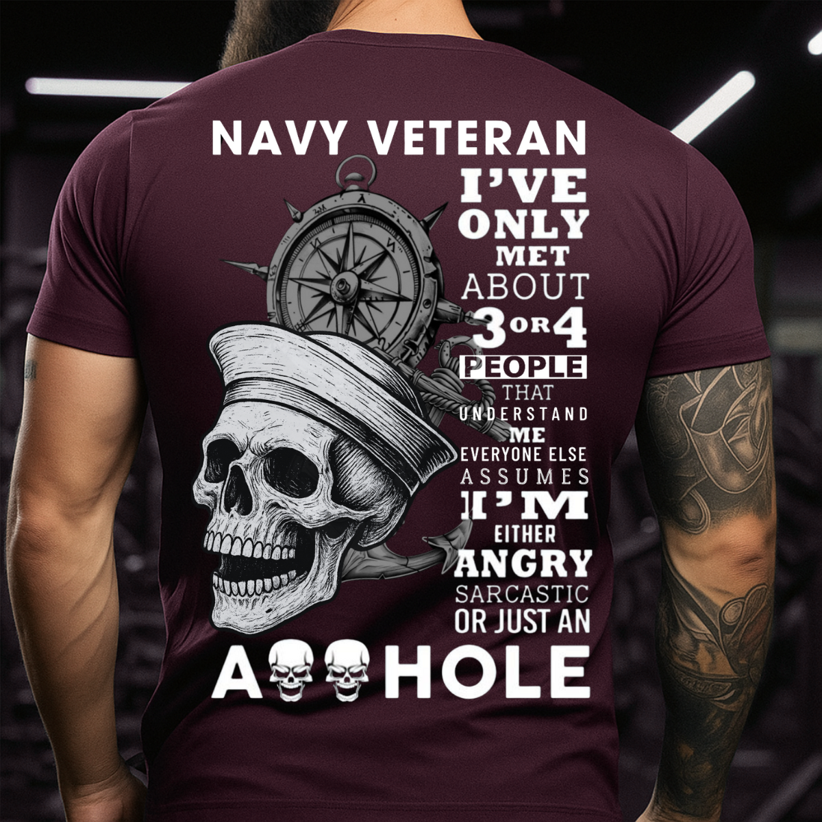 I’m Either Angry, Sarcastic – Navy Veteran T-Shirt – Skull Military Gift