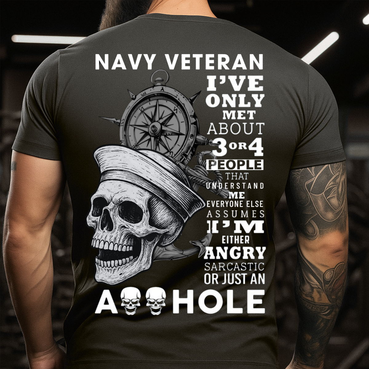 I’m Either Angry, Sarcastic – Navy Veteran T-Shirt – Skull Military Gift