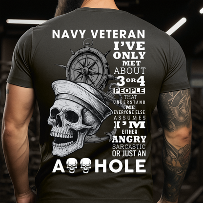 I’m Either Angry, Sarcastic – Navy Veteran T-Shirt – Skull Military Gift