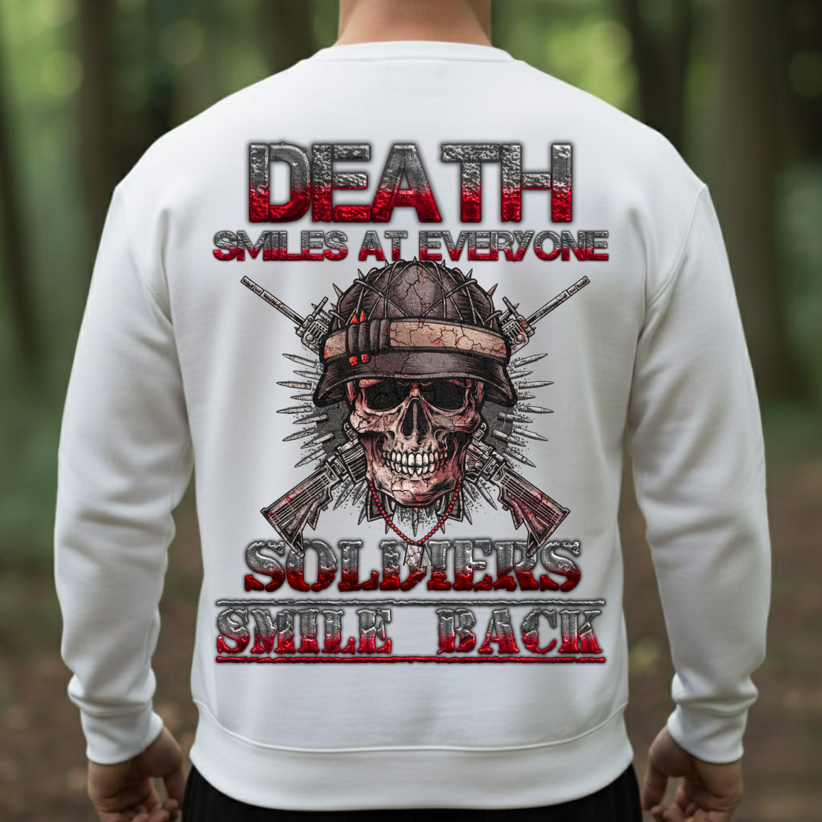 Death Smiles At Everyone Soldiers Smile Back – Tactical Skull Army Tee for Veterans