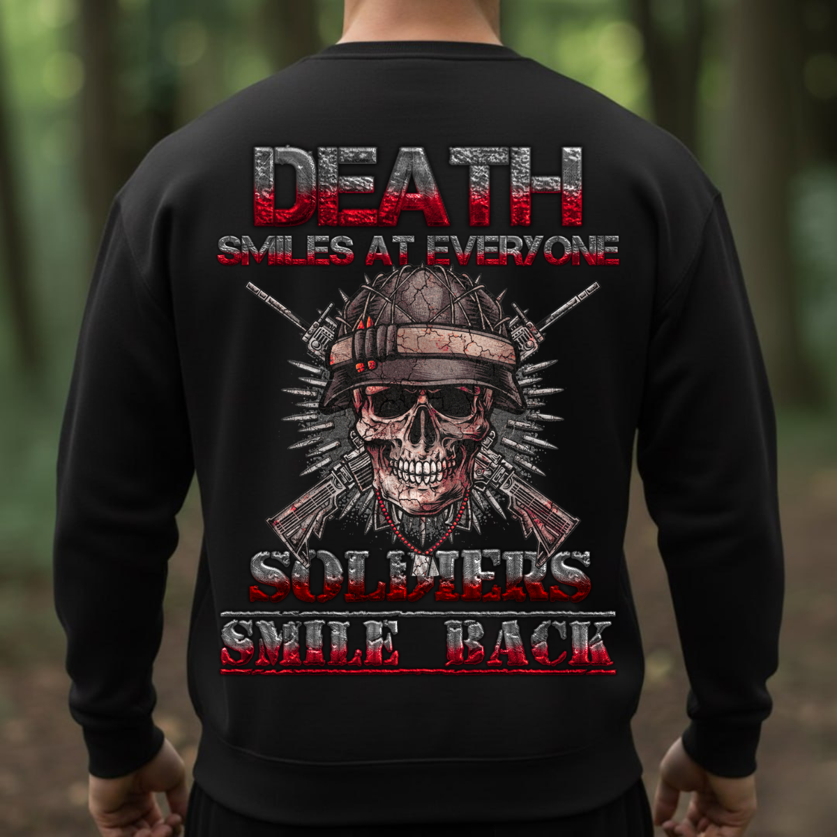 Death Smiles At Everyone Soldiers Smile Back – Tactical Skull Army Tee for Veterans