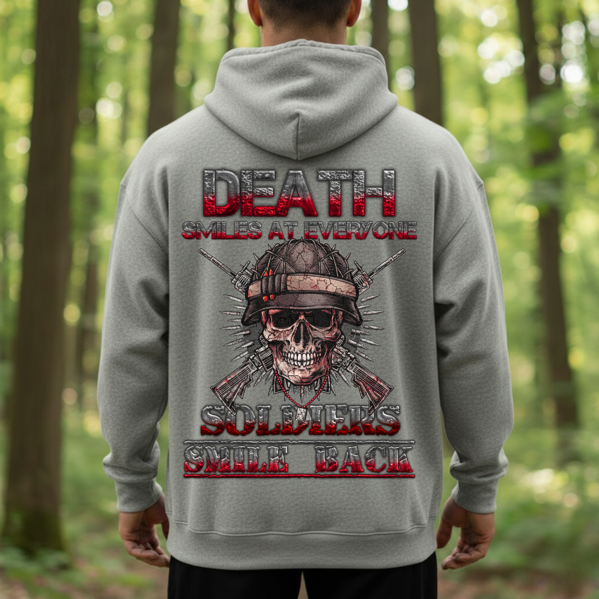 Death Smiles At Everyone Soldiers Smile Back – Tactical Skull Army Tee for Veterans