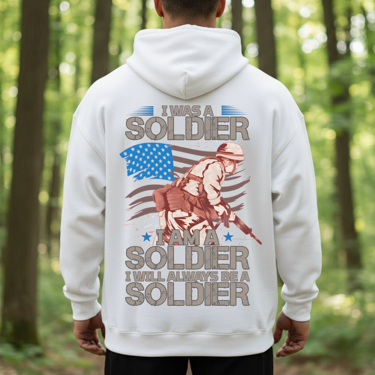 Military Veteran T-Shirt, Sweatshirt, Hoodie – Always a Soldier – Patriotic Service Pride Apparel Gift