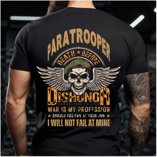 Death Before Dishonor, Veteran Paratrooper T-Shirt, Patriotic Military Apparel