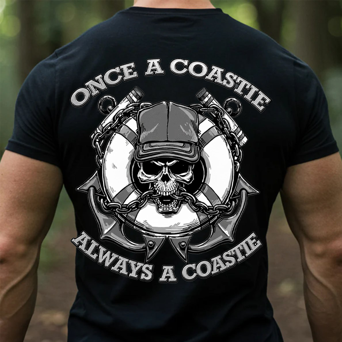 Once a Coastie Always a Coastie T-shirt, Sweatshirt, Hoodie – Coast Guard Veteran Gift – Nautical Skull Anchor Hoodie – Military Pride Apparel