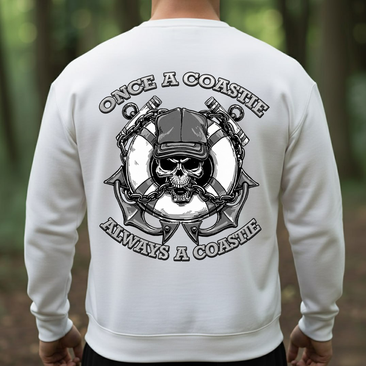Once a Coastie Always a Coastie T-shirt, Sweatshirt, Hoodie – Coast Guard Veteran Gift – Nautical Skull Anchor Hoodie – Military Pride Apparel