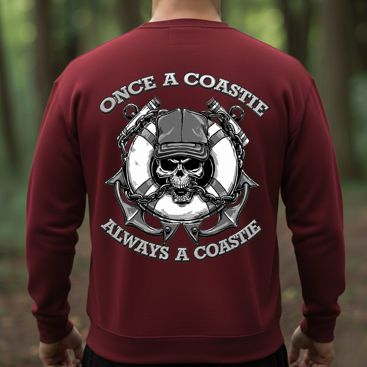 Once a Coastie Always a Coastie T-shirt, Sweatshirt, Hoodie – Coast Guard Veteran Gift – Nautical Skull Anchor Hoodie – Military Pride Apparel
