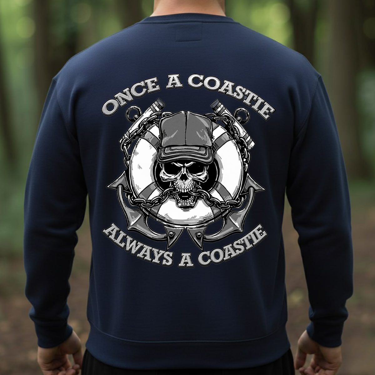 Once a Coastie Always a Coastie T-shirt, Sweatshirt, Hoodie – Coast Guard Veteran Gift – Nautical Skull Anchor Hoodie – Military Pride Apparel