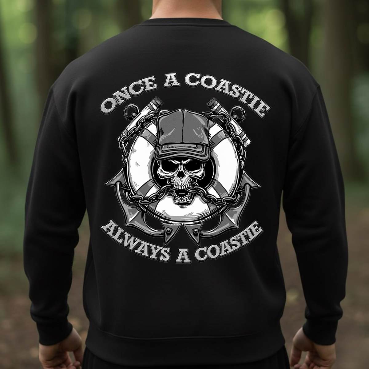 Once a Coastie Always a Coastie T-shirt, Sweatshirt, Hoodie – Coast Guard Veteran Gift – Nautical Skull Anchor Hoodie – Military Pride Apparel