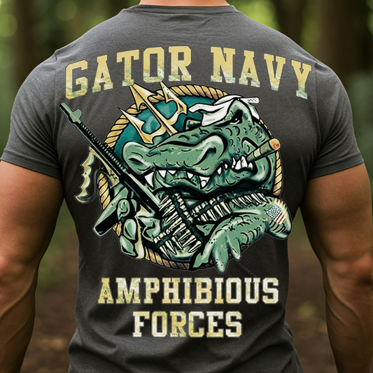 Gator Navy Amphibious Forces Shirt – Alligator Military Graphic Tee for Veterans & Navy Fans-Funny Alligator Military Design, Veteran Gift Tee