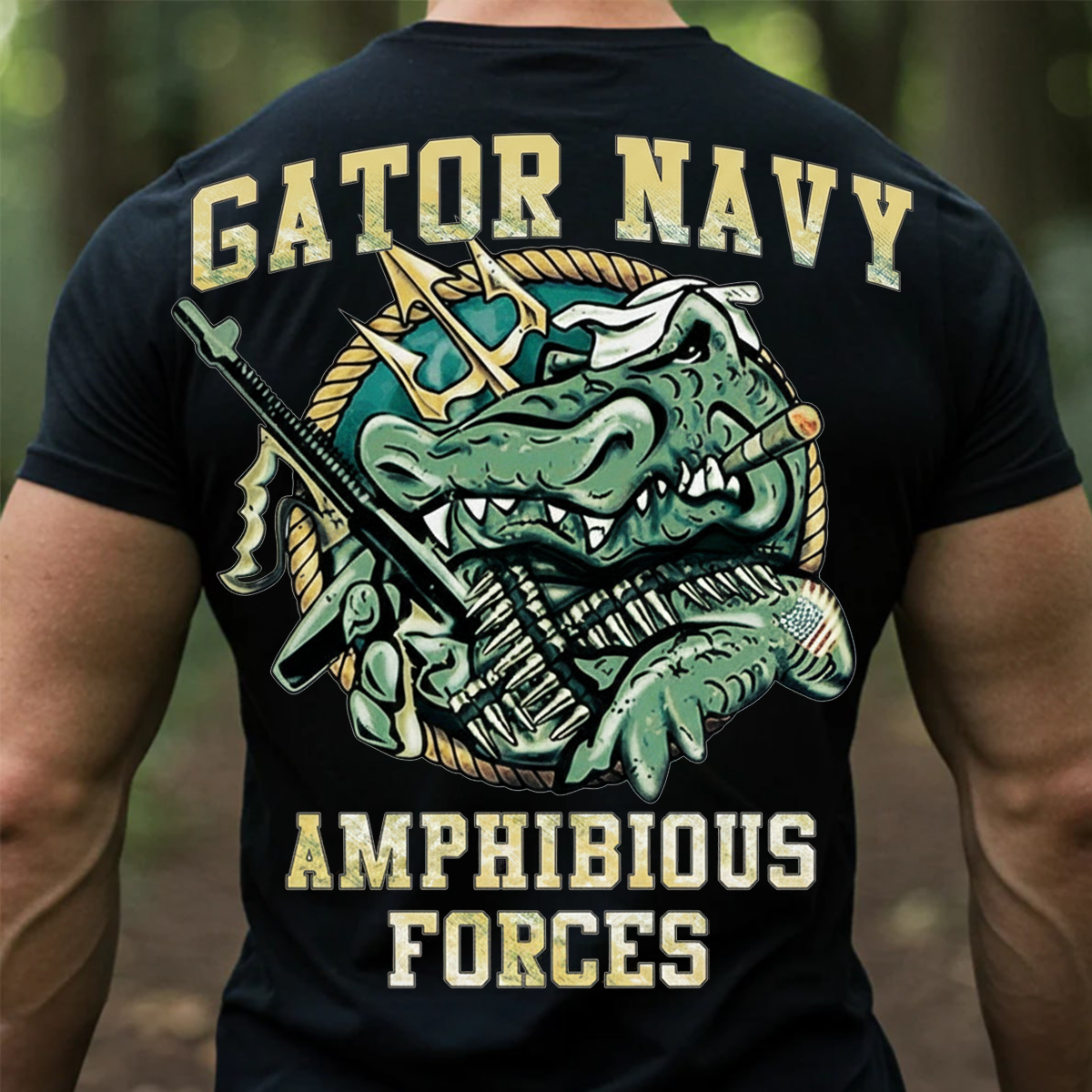 Gator Navy Amphibious Forces Shirt – Alligator Military Graphic Tee for Veterans & Navy Fans-Funny Alligator Military Design, Veteran Gift Tee