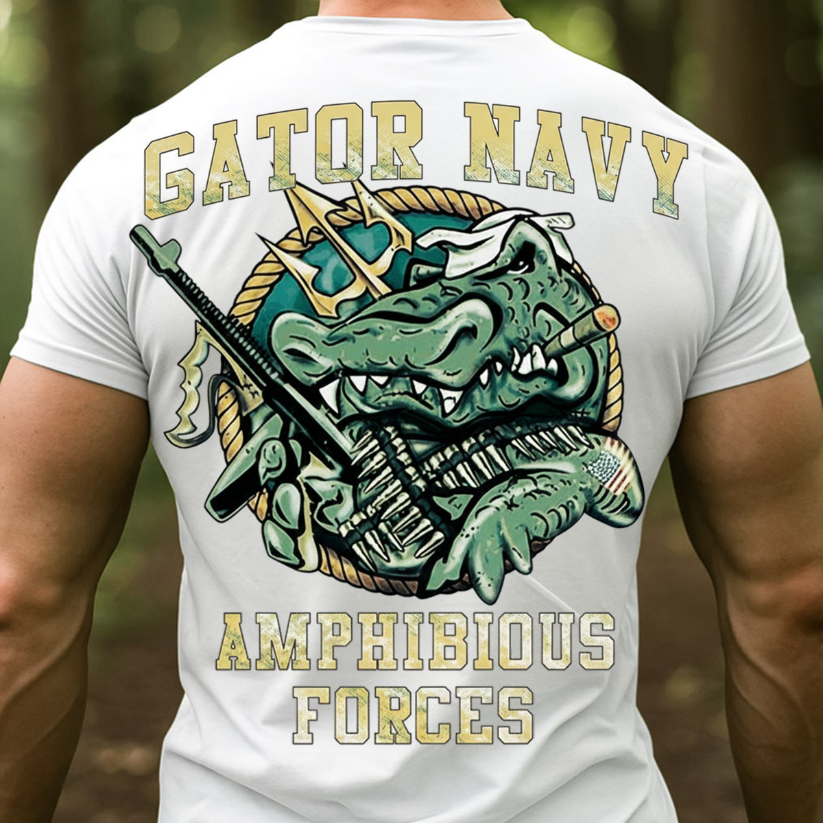 Gator Navy Amphibious Forces Shirt – Alligator Military Graphic Tee for Veterans & Navy Fans-Funny Alligator Military Design, Veteran Gift Tee
