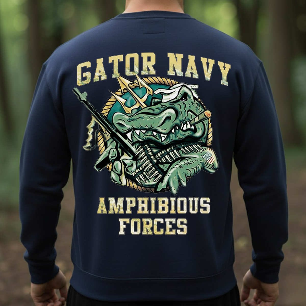 Gator Navy Amphibious Forces Shirt – Alligator Military Graphic Tee for Veterans & Navy Fans-Funny Alligator Military Design, Veteran Gift Tee