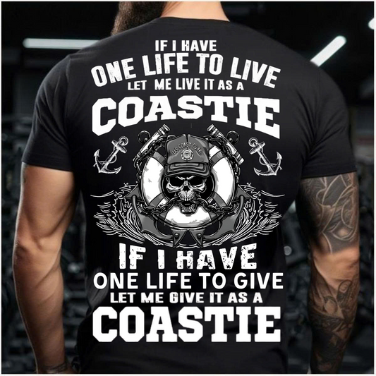One Life as a Coastie – USCG Veteran T-Shirt – Patriotic Gift for Coast Guard Veteran