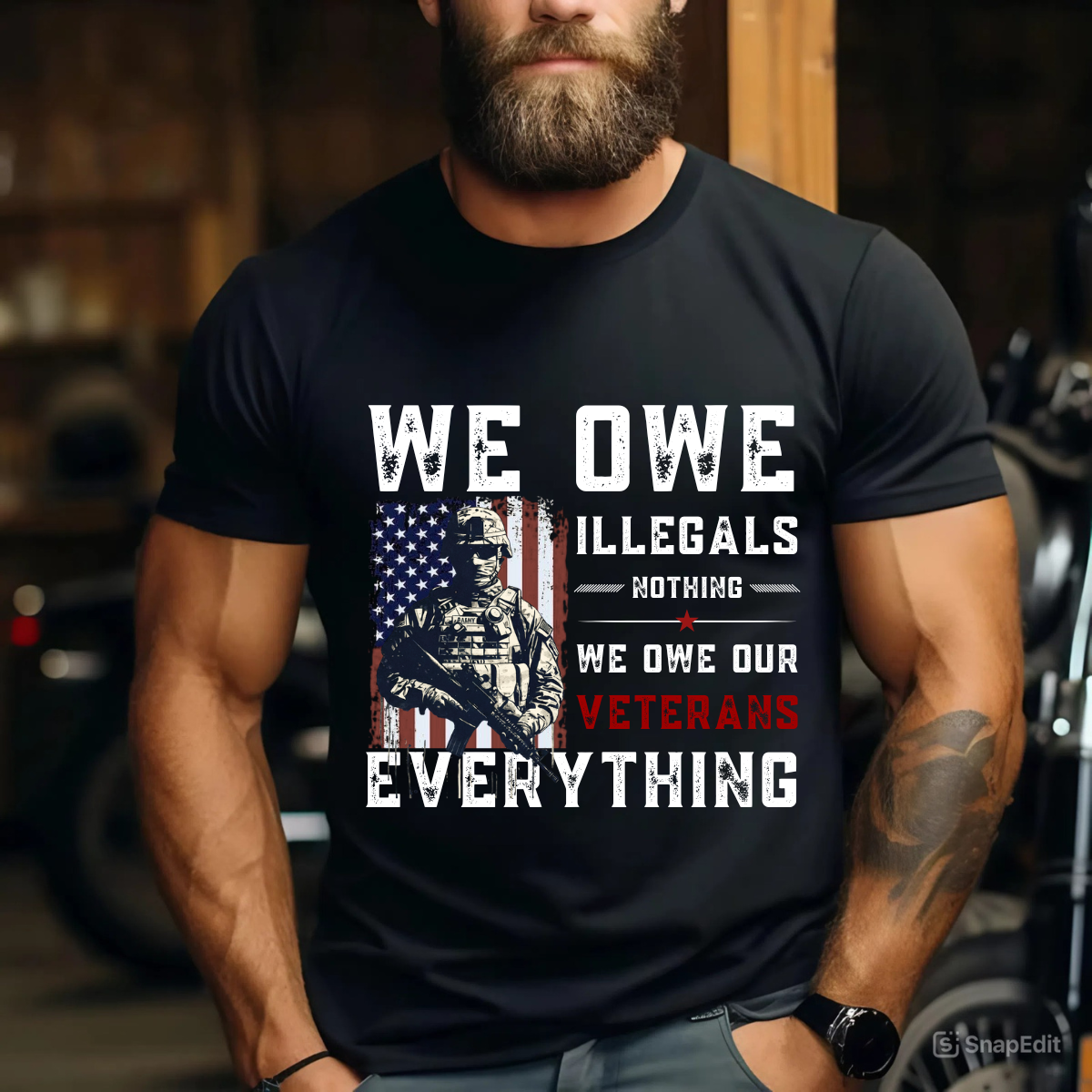 Veteran Support T-Shirt - We Owe Our Veterans Everything Patriotic Tee - Military Pride Apparel