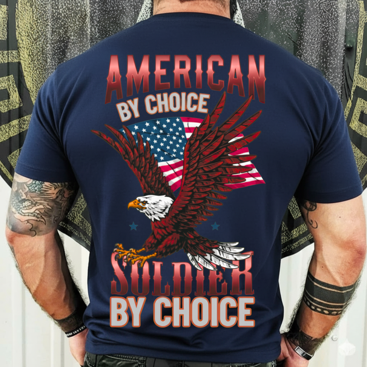 Proud American Soldier by Choice – USA Eagle Flag Veteran Tee