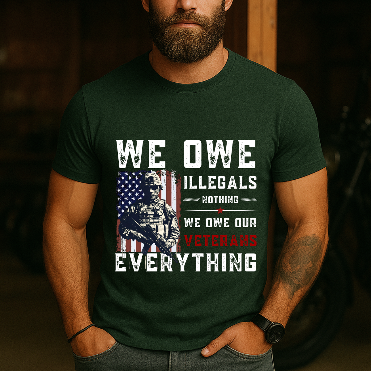 Veteran Support T-Shirt - We Owe Our Veterans Everything Patriotic Tee - Military Pride Apparel