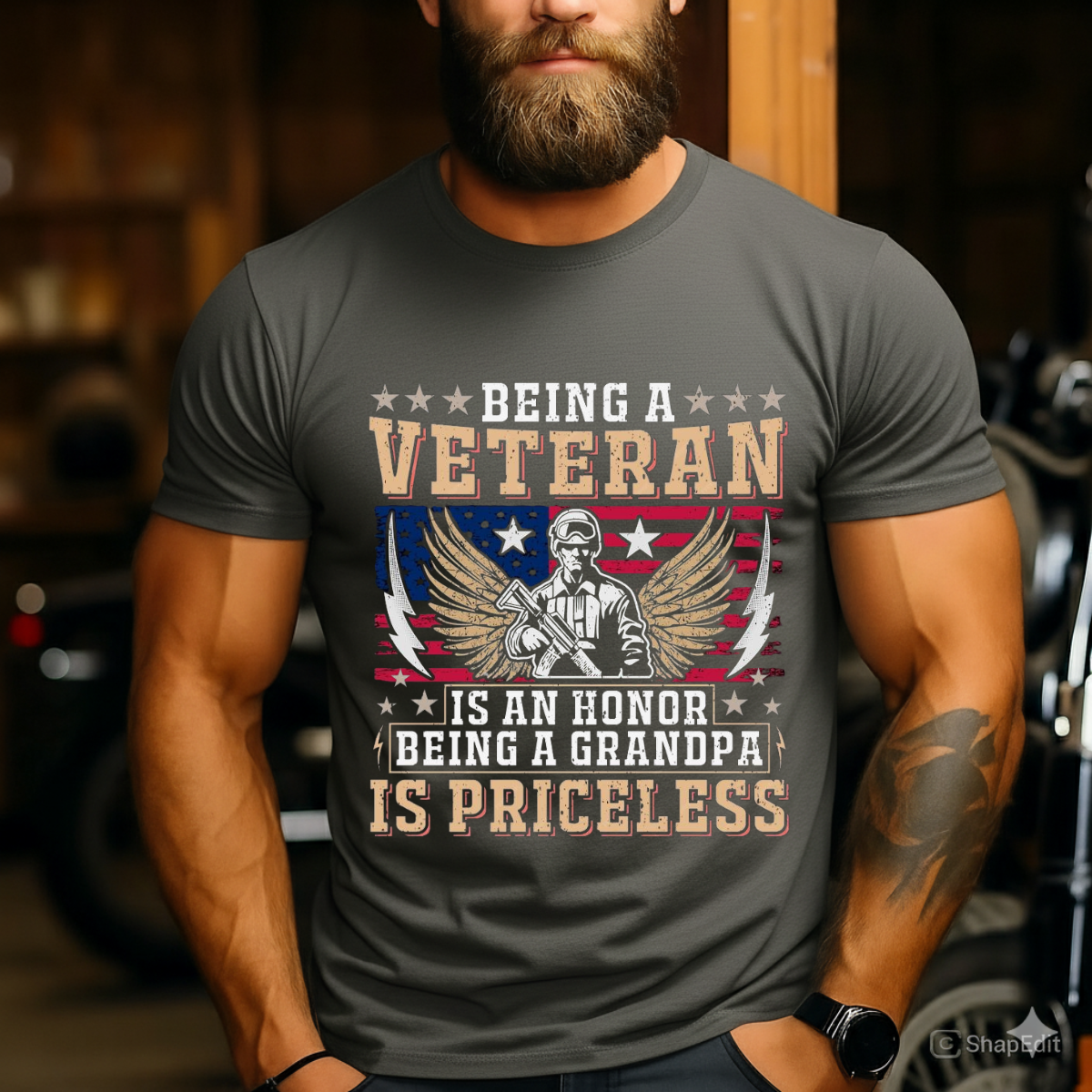 Being a Veteran is an Honor Being a Grandpa is Priceless – Proud Veteran Grandpa T-Shirt – Military Family Pride Apparel