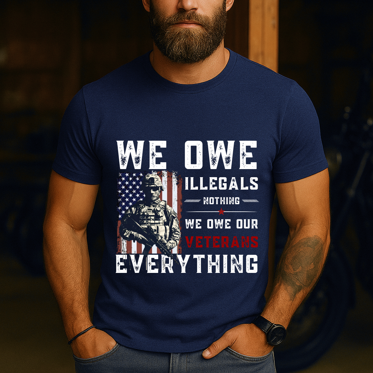 Veteran Support T-Shirt - We Owe Our Veterans Everything Patriotic Tee - Military Pride Apparel