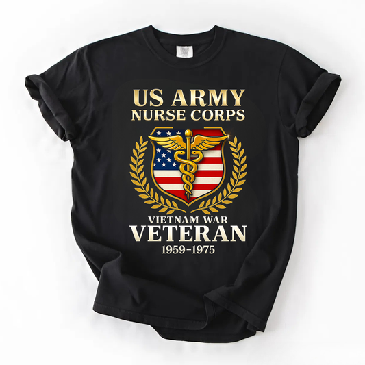 US Army Nurse Corps Vietnam War Veteran T-Shirt – Military Tribute Tee 1959-1975 – Gift for Veterans, Mom, Grandma, Nurse Heroes