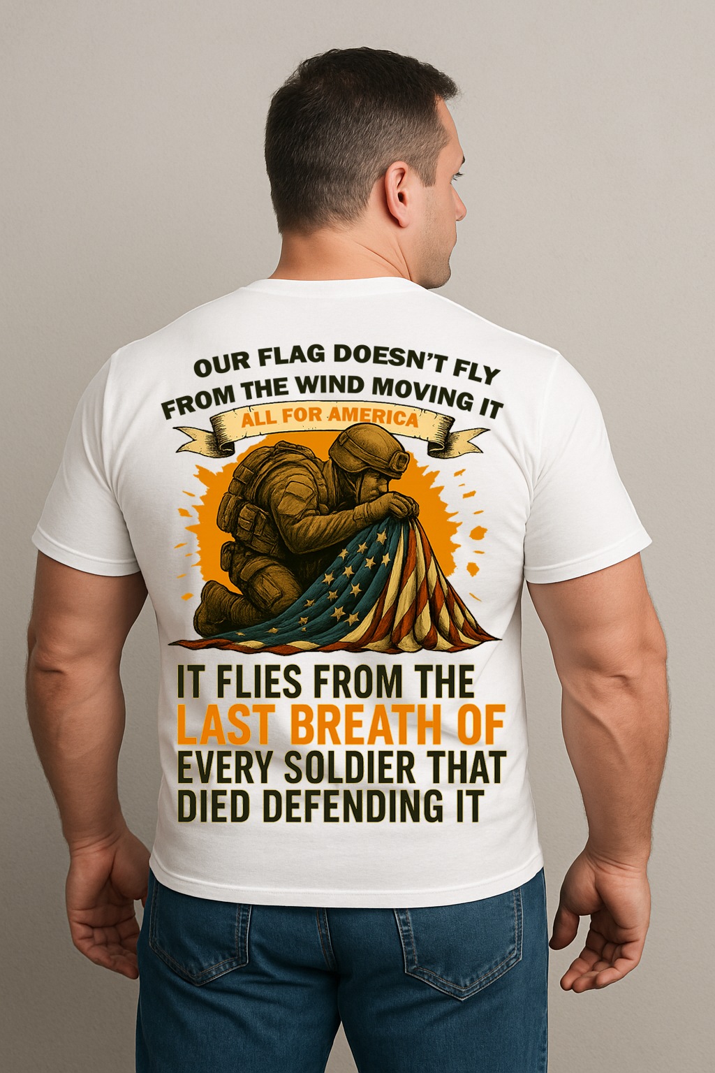US Army Veteran Memorial Shirt – Flag Flies from Soldiers’ Sacrifice