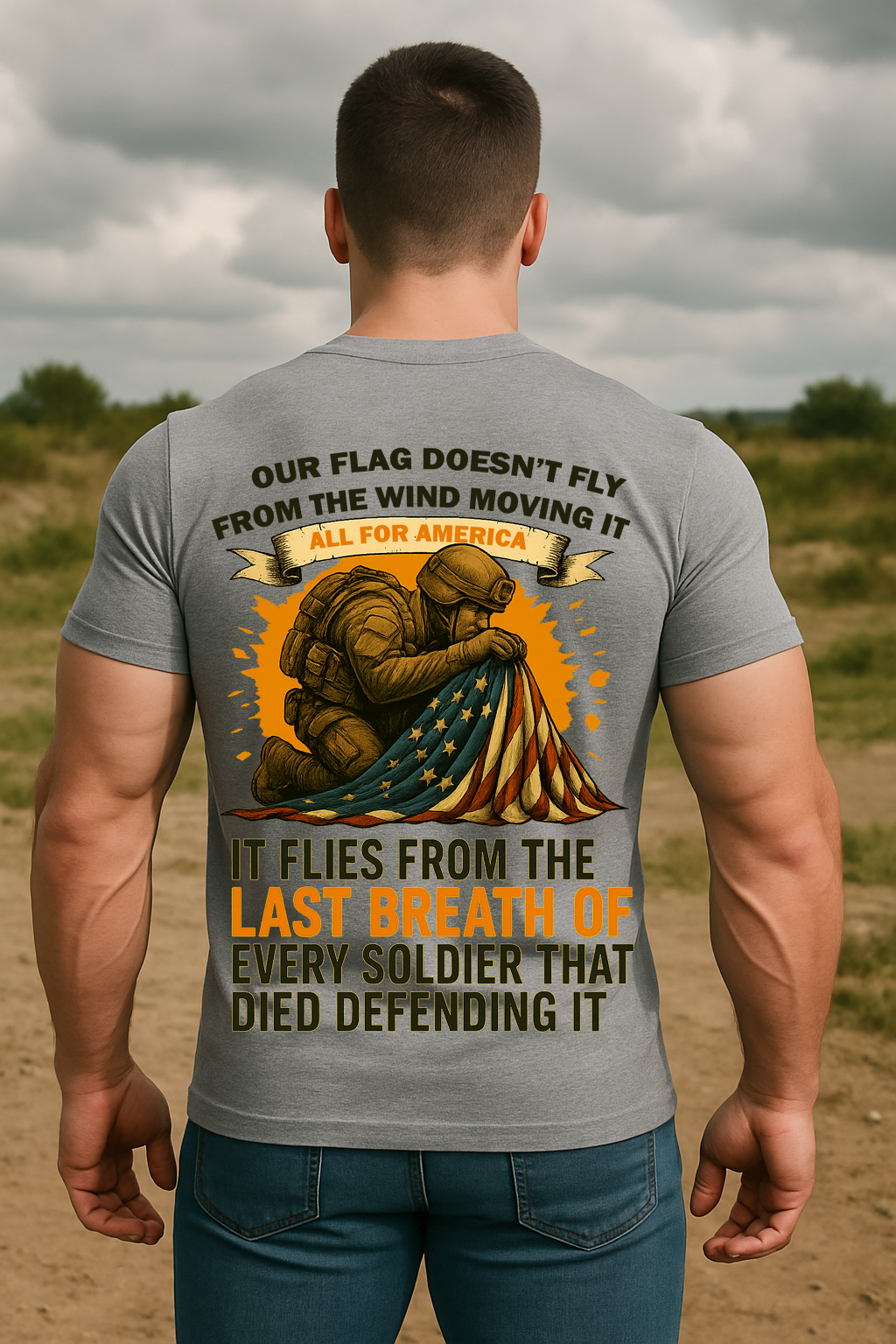 US Army Veteran Memorial Shirt – Flag Flies from Soldiers’ Sacrifice