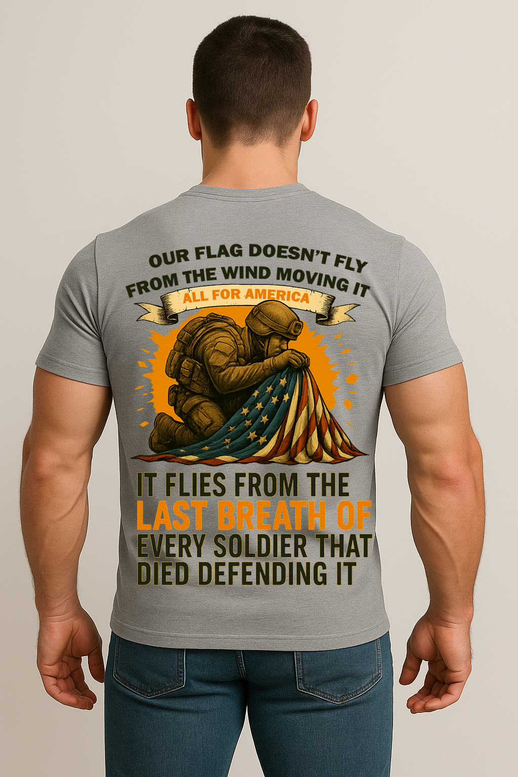 US Army Veteran Memorial Shirt – Flag Flies from Soldiers’ Sacrifice