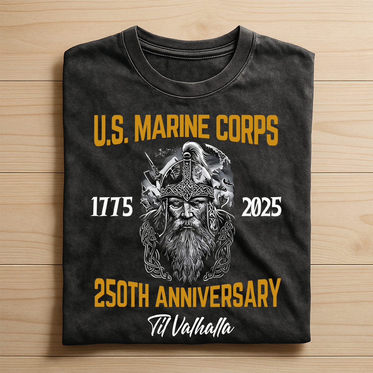 U.S. Marine Corps 250th Anniversary Shirt – Til Valhalla Viking Warrior Design
