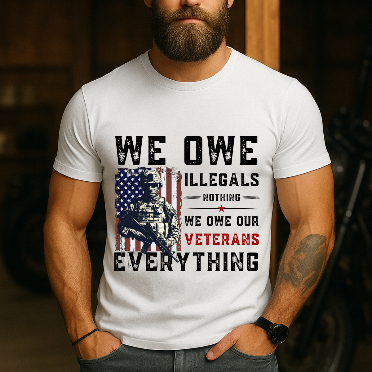 Veteran Support T-Shirt - We Owe Our Veterans Everything Patriotic Tee - Military Pride Apparel