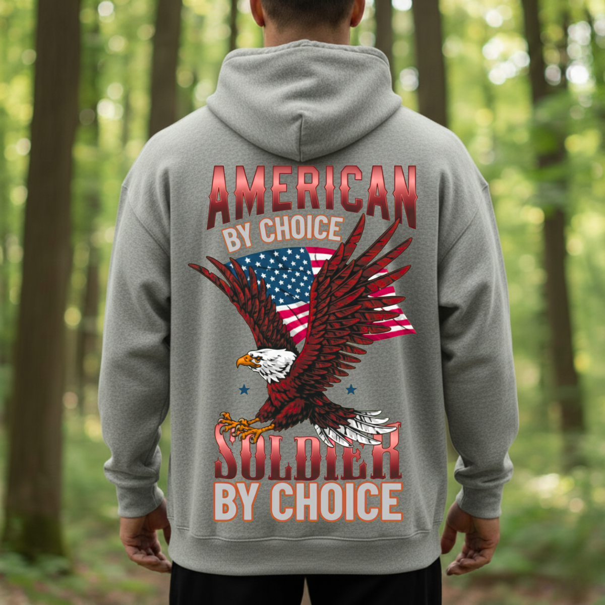 Proud American Soldier by Choice – USA Eagle Flag Veteran Tee