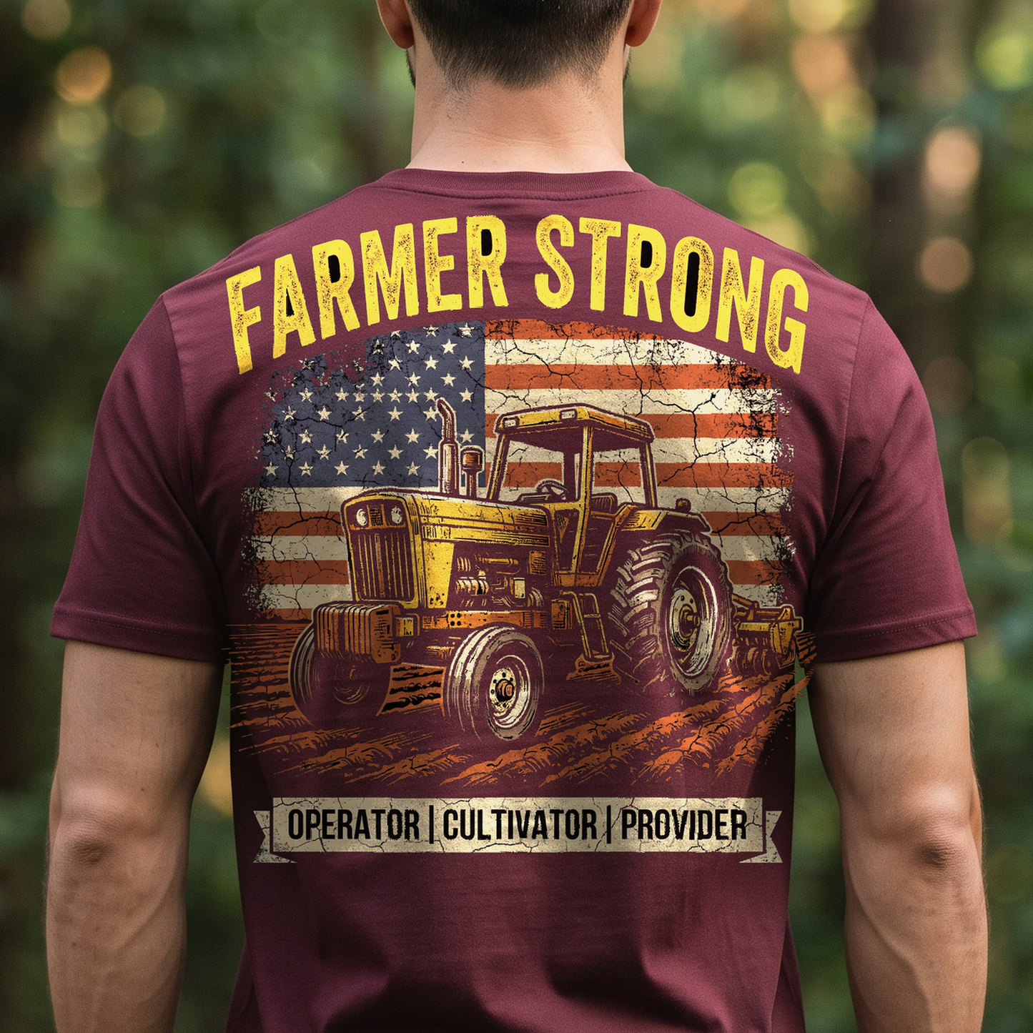"Farmer Strong" T-Shirt – Heavy Equipment Operator Blue Collar Worker Gift