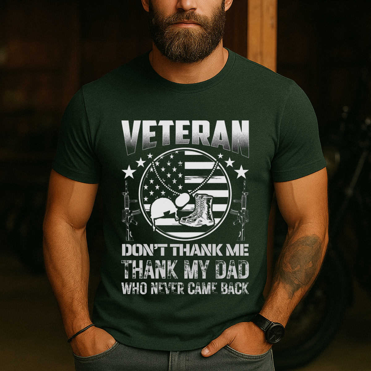 Veteran Tribute T-Shirt  Thank My Dad Who Never Came Back Memorial Tee  Military Family Pride