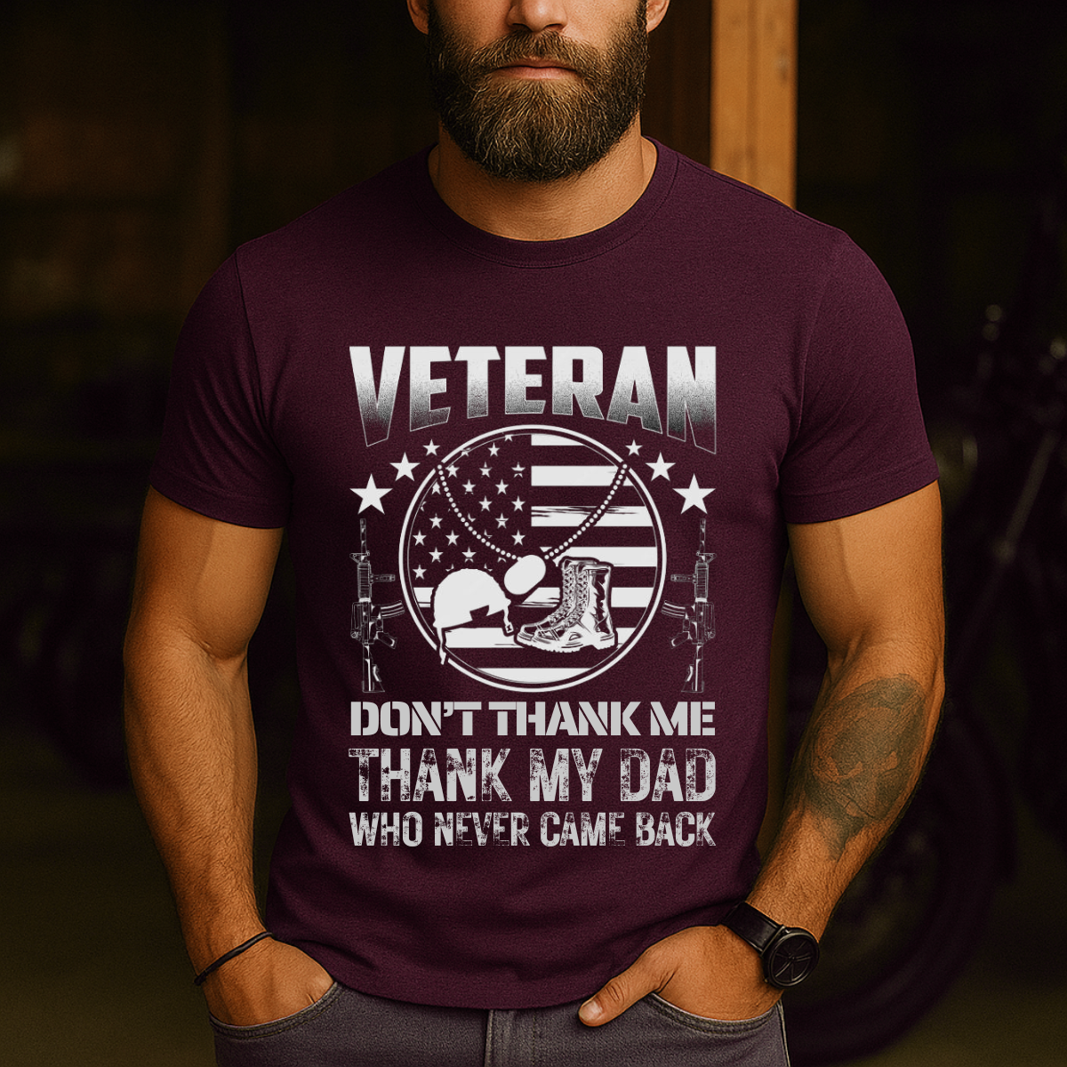 Veteran Tribute T-Shirt  Thank My Dad Who Never Came Back Memorial Tee  Military Family Pride