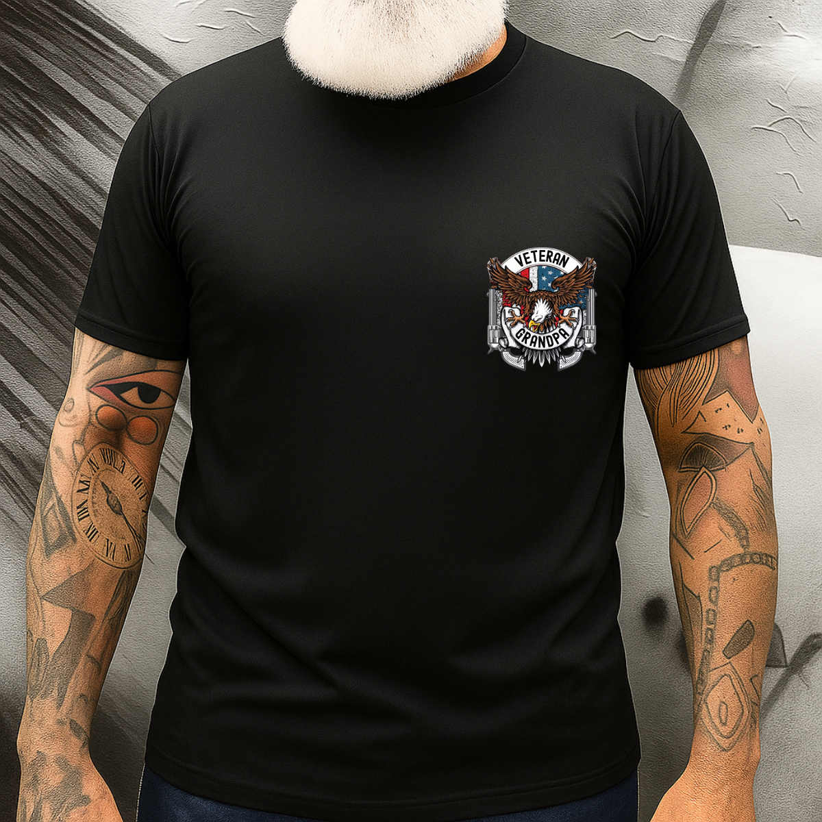 Some People Call Me A Veteran, The Most Important Call Me Grandpa – Veteran Family T-Shirt – American Eagle Patriotic Tee