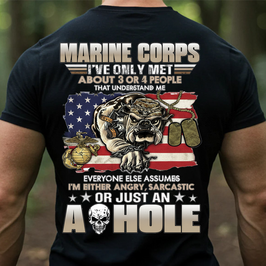 USMC Bulldog T-Shirt – Marine Corps Veteran Quote, American Flag Military Shirt-Gift for Veterans