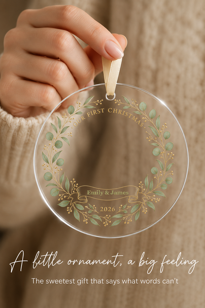 monogram wreath glass ornament mockup