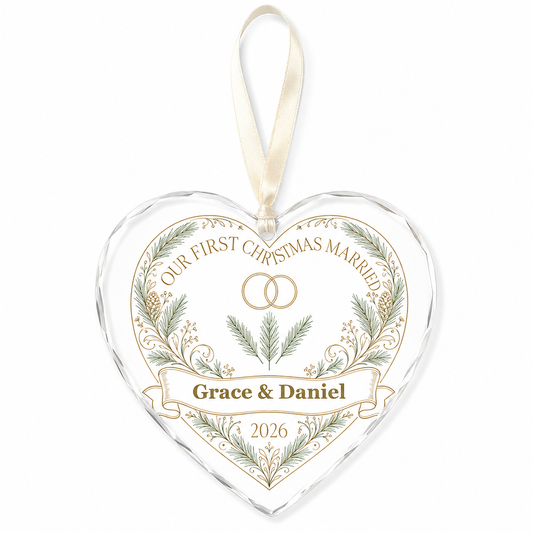 heart linear rings glass ornament mockup