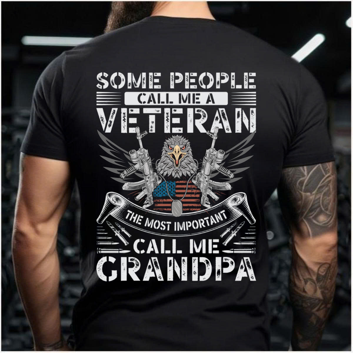 Patriotic Eagle Veteran T-Shirt – Some People Call Me A Veteran The Most Important Call Me Grandpa – Proud Grandpa Gift Tee