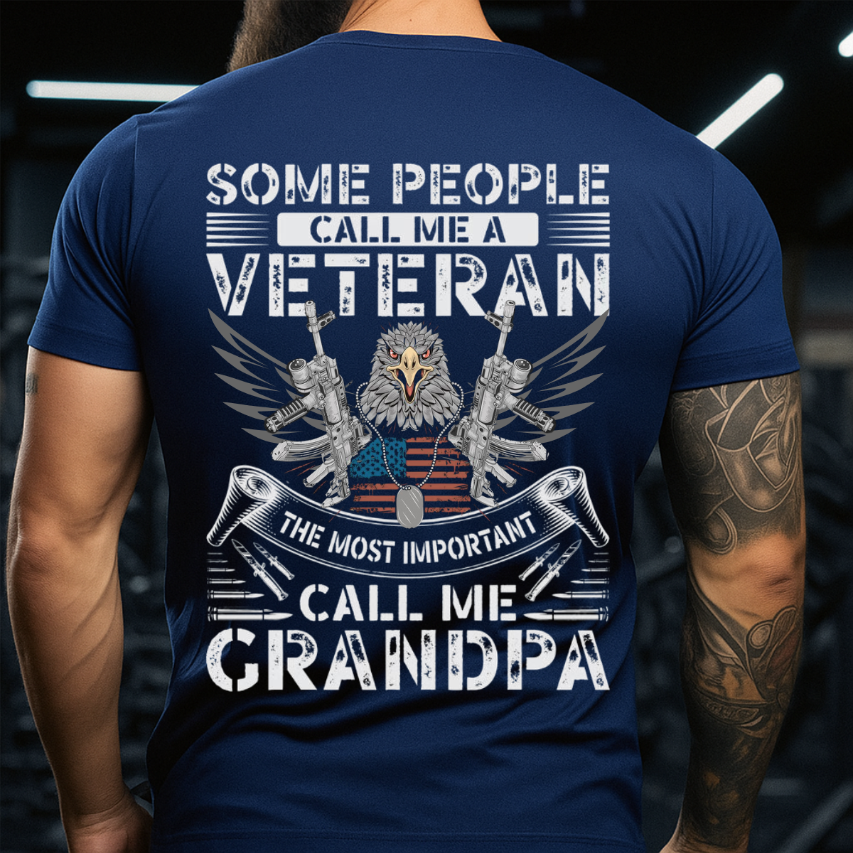 Patriotic Eagle Veteran T-Shirt – Some People Call Me A Veteran The Most Important Call Me Grandpa – Proud Grandpa Gift Tee
