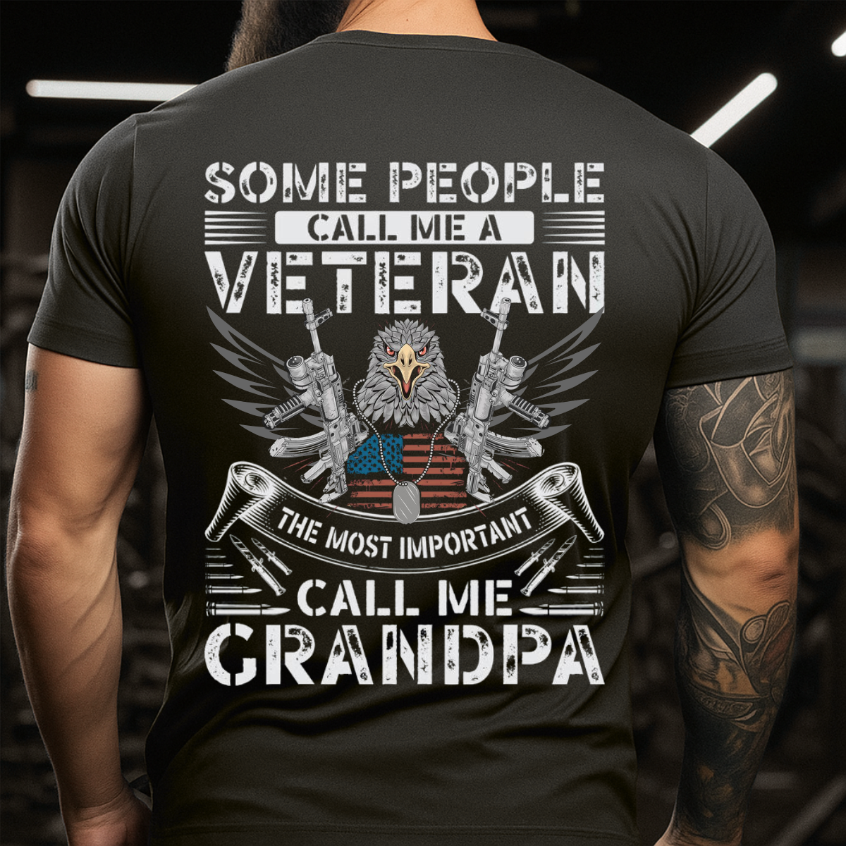 Patriotic Eagle Veteran T-Shirt – Some People Call Me A Veteran The Most Important Call Me Grandpa – Proud Grandpa Gift Tee