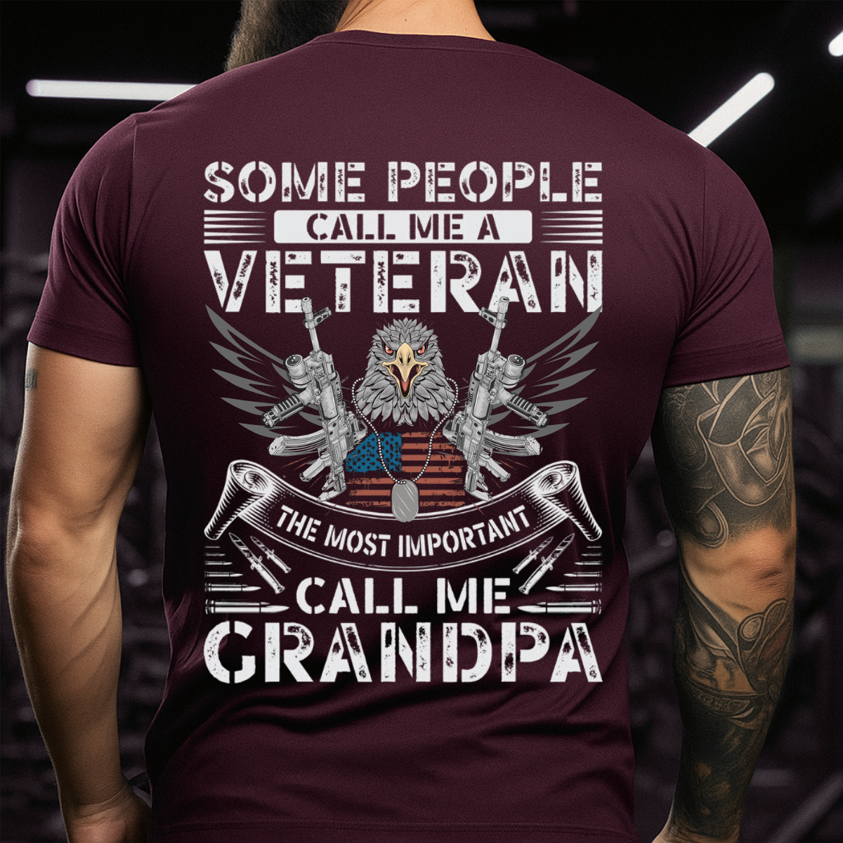 Patriotic Eagle Veteran T-Shirt – Some People Call Me A Veteran The Most Important Call Me Grandpa – Proud Grandpa Gift Tee