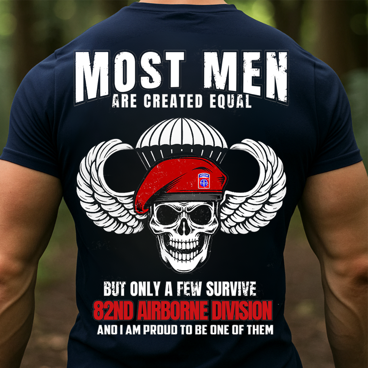 82nd Airborne Division T-Shirt – Paratrooper Skull Red Beret Tee, US Army Military Veteran Gift Shirt