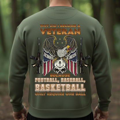 Why Did I Become A Veteran T-Shirt, Sweatshirt, Hoodie – Funny Military Veteran Shirt – Football Baseball Basketball Gift Tee