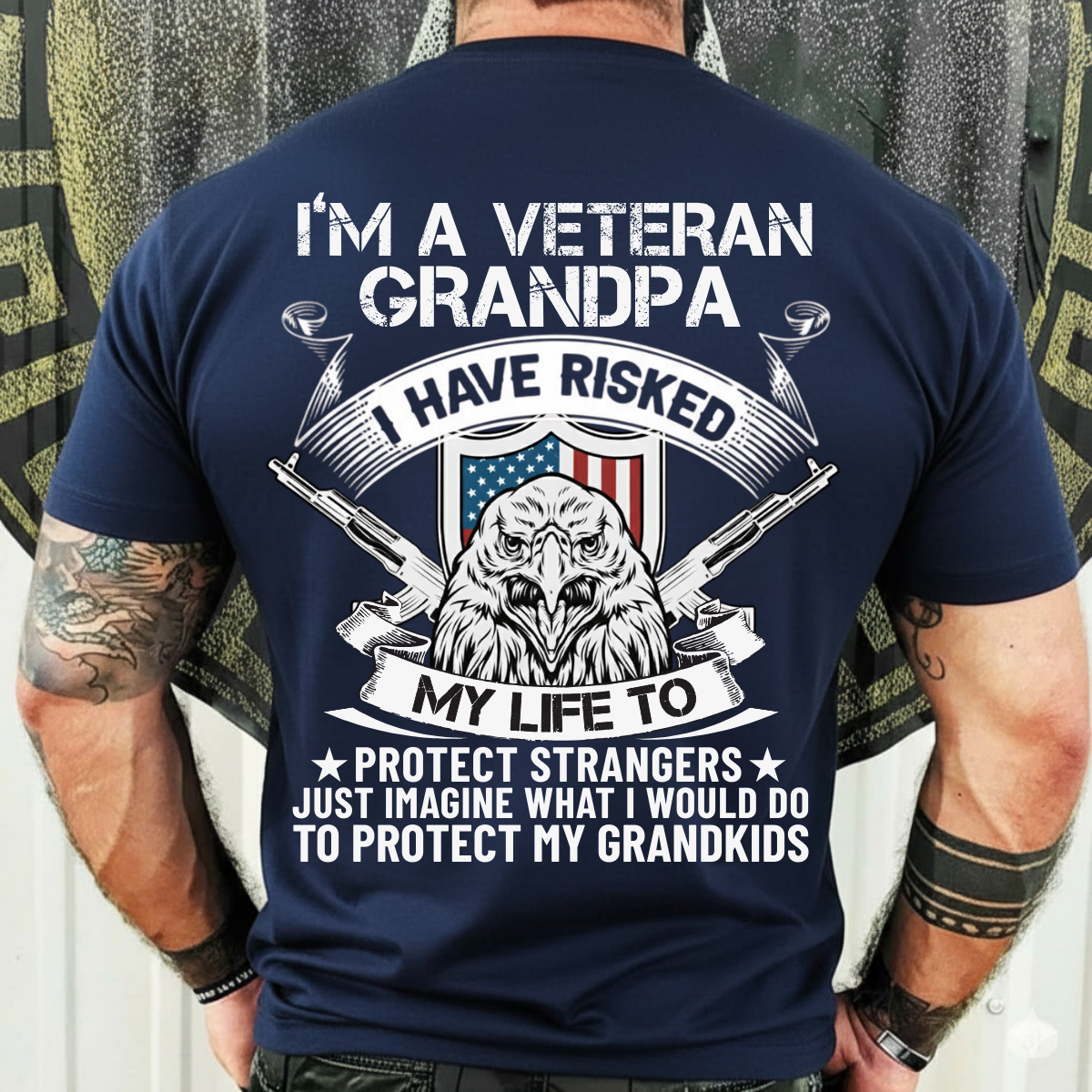 Patriotic Veteran T-Shirt, Sweatshirt, Hoodie – “I’m a Veteran Grandpa” – American Veteran Family Gifts