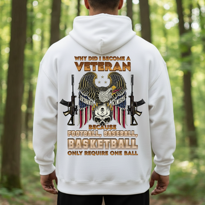 Why Did I Become A Veteran T-Shirt, Sweatshirt, Hoodie – Funny Military Veteran Shirt – Football Baseball Basketball Gift Tee